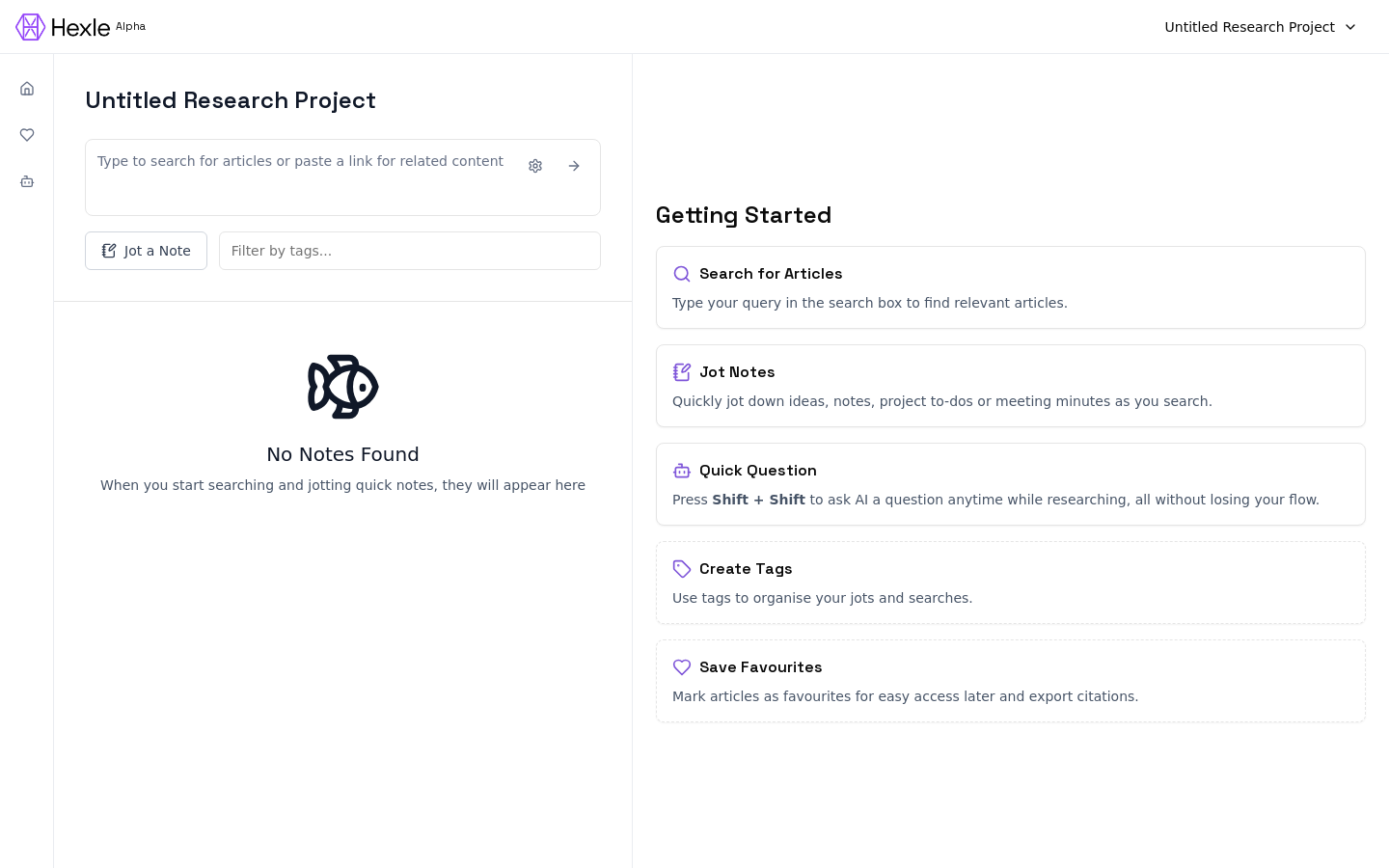 Show HN: Hexle: A powerful way to search for papers and connect your ideas - Project Screenshot