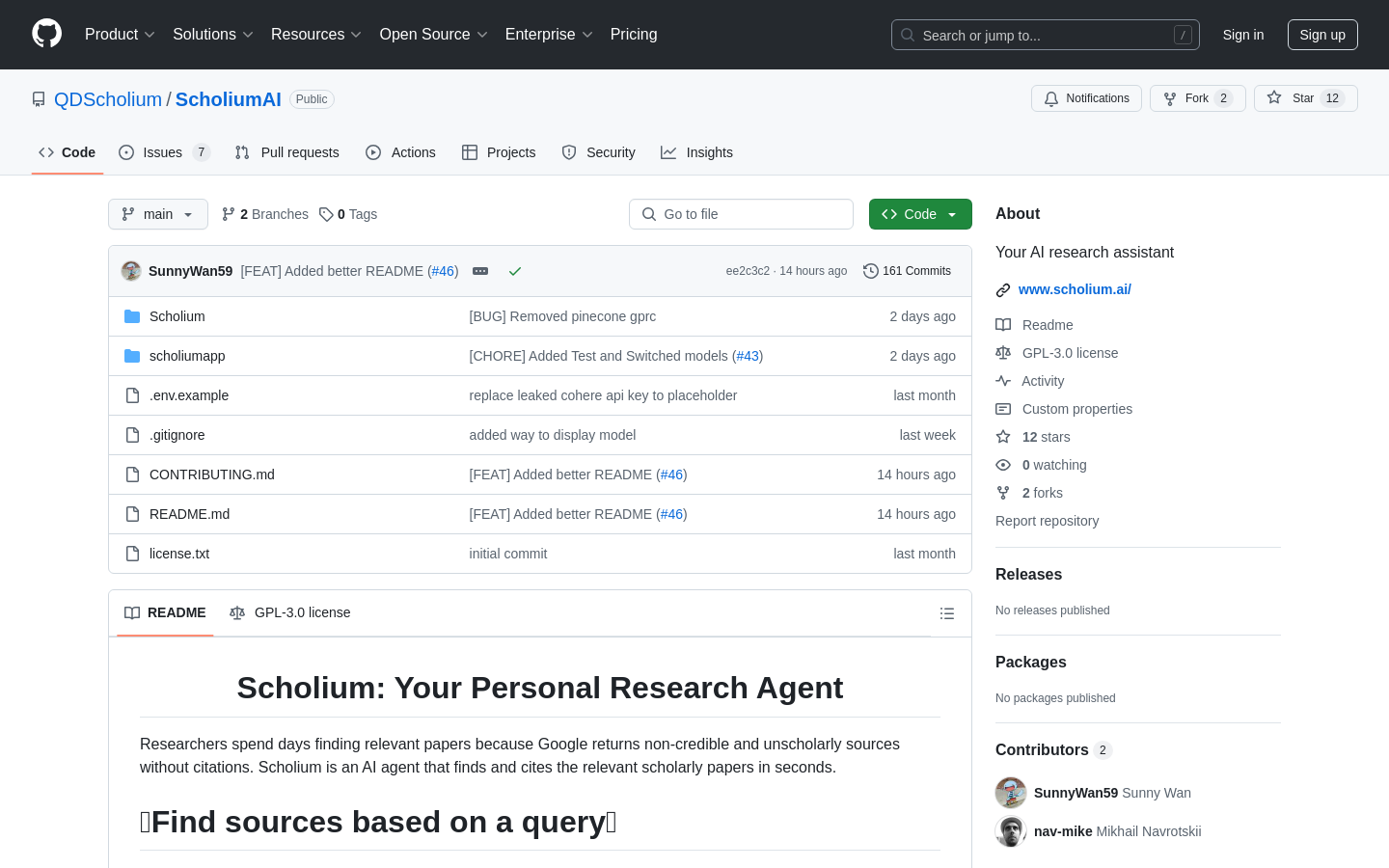 Show HN: Scholium, AI Research Assistant - Project Screenshot