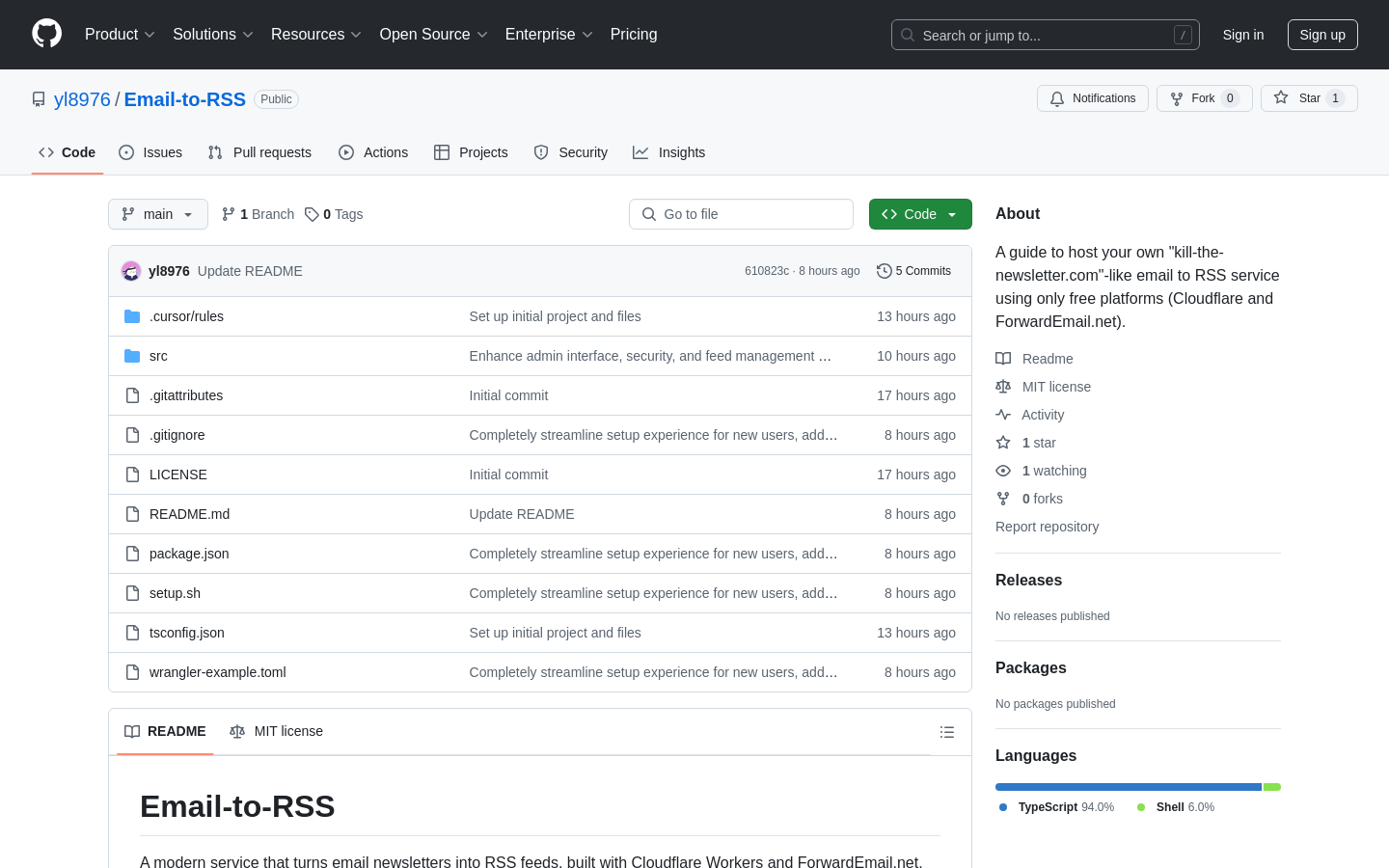 Show HN: Convert Emails into RSS feeds (open-source) - Project Screenshot