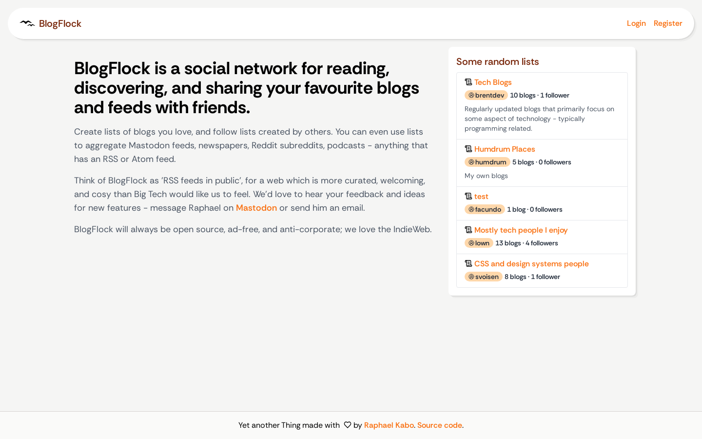 Show HN: BlogFlock、ソーシャルRSSフィードリーダー - プロジェクトのスクリーンショット
