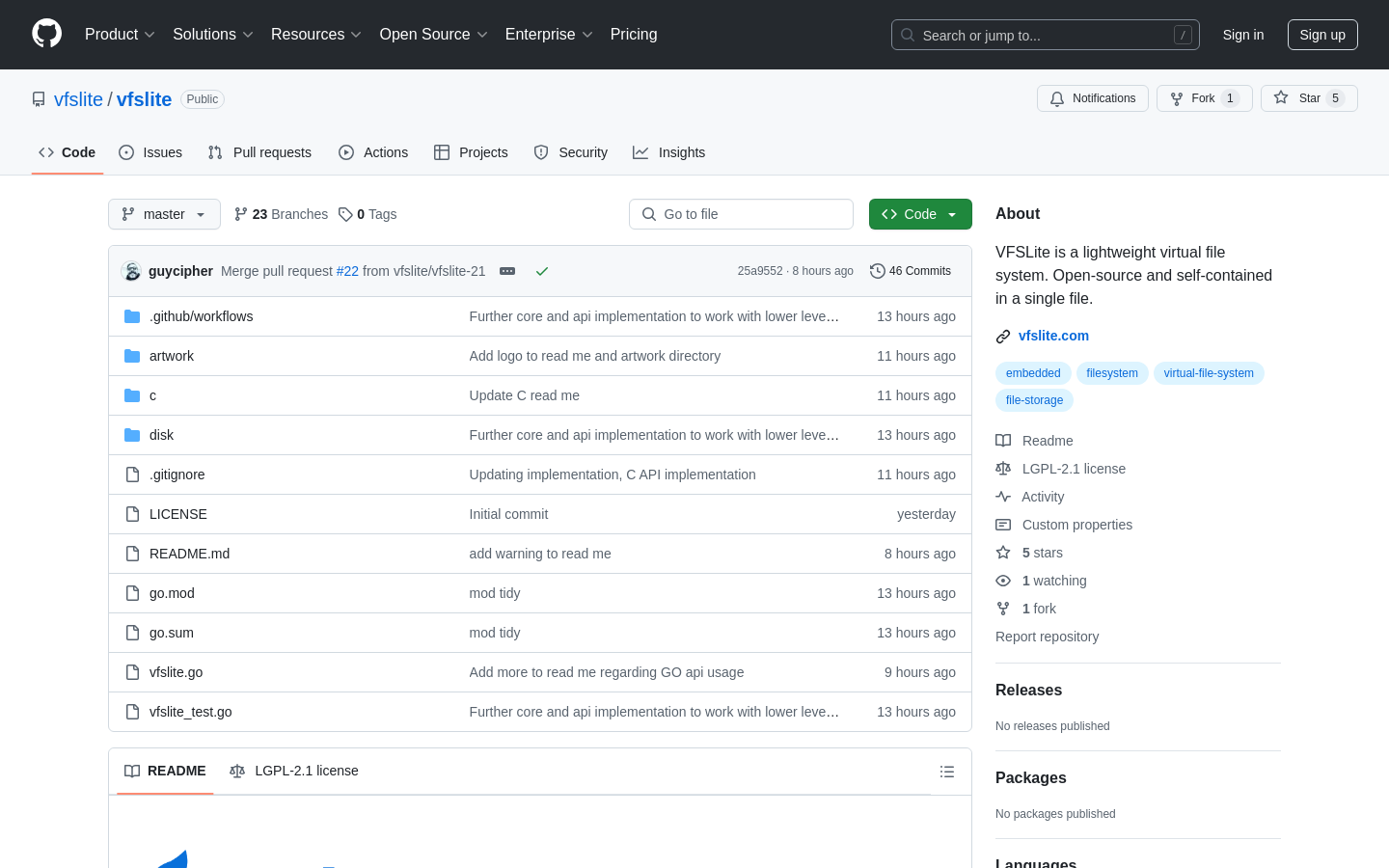 Show HN: 私はGOでミニ仮想ファイルシステムを作成しました。 - プロジェクトのスクリーンショット