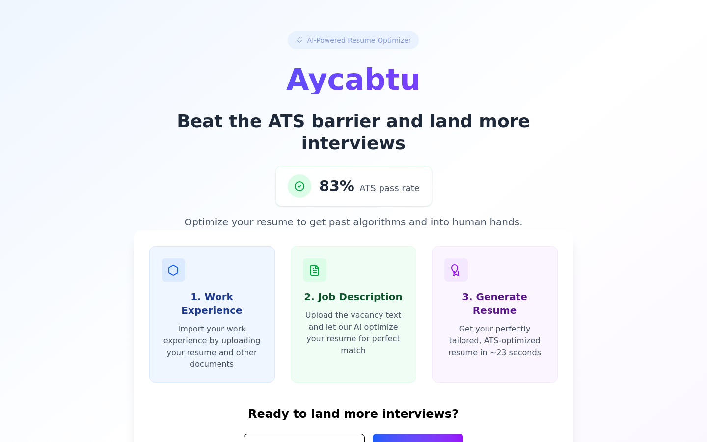 履歴書最適化ツール:Aycabtu