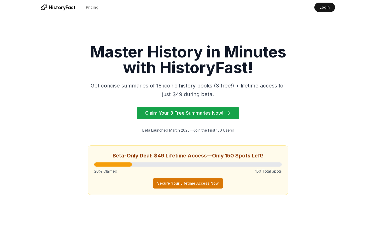 HistoryFast Book Summarizer