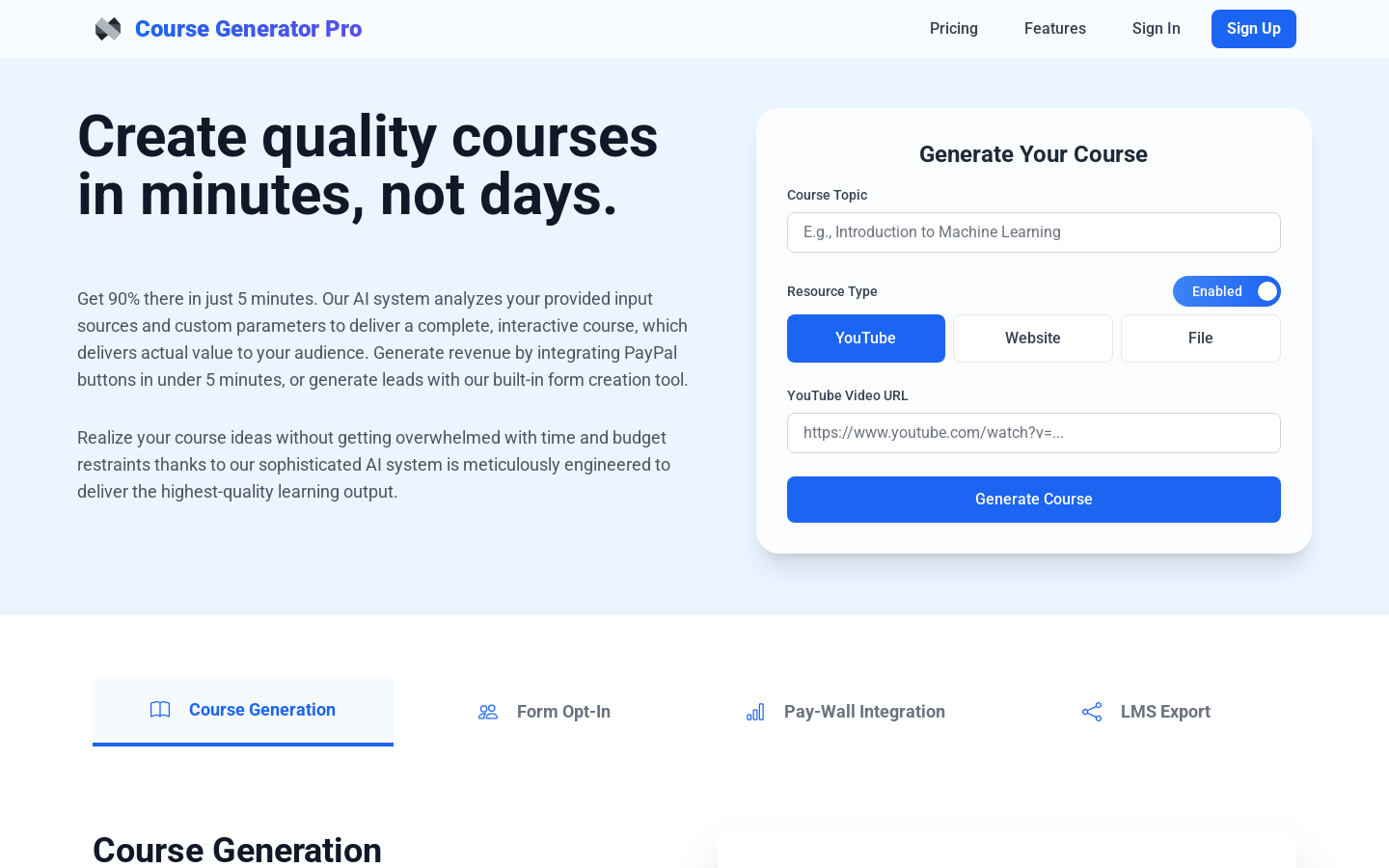 CourseGenerator Pro