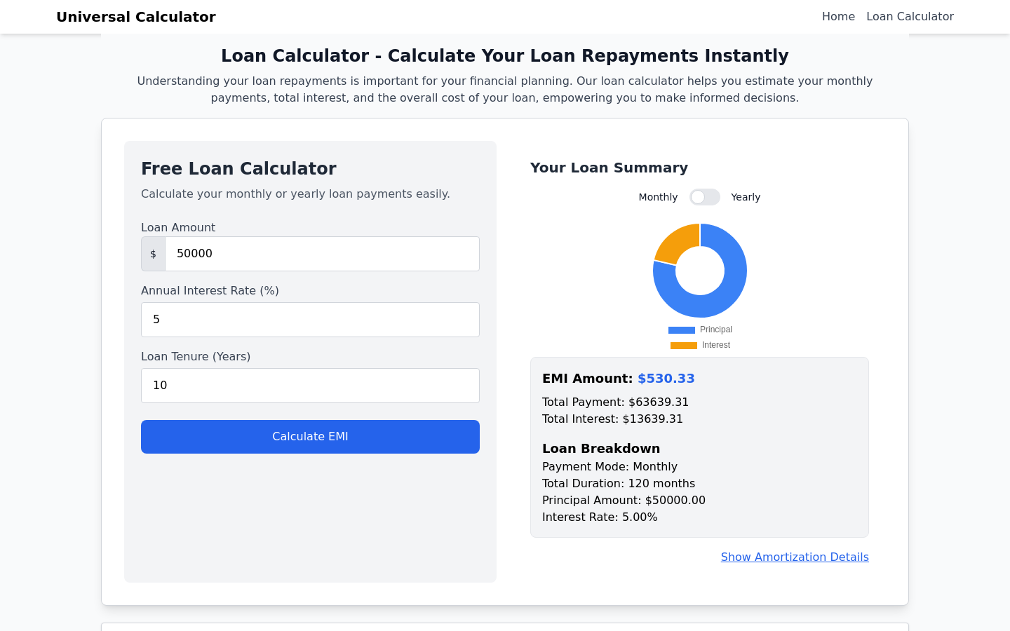Universal Loan Calculator