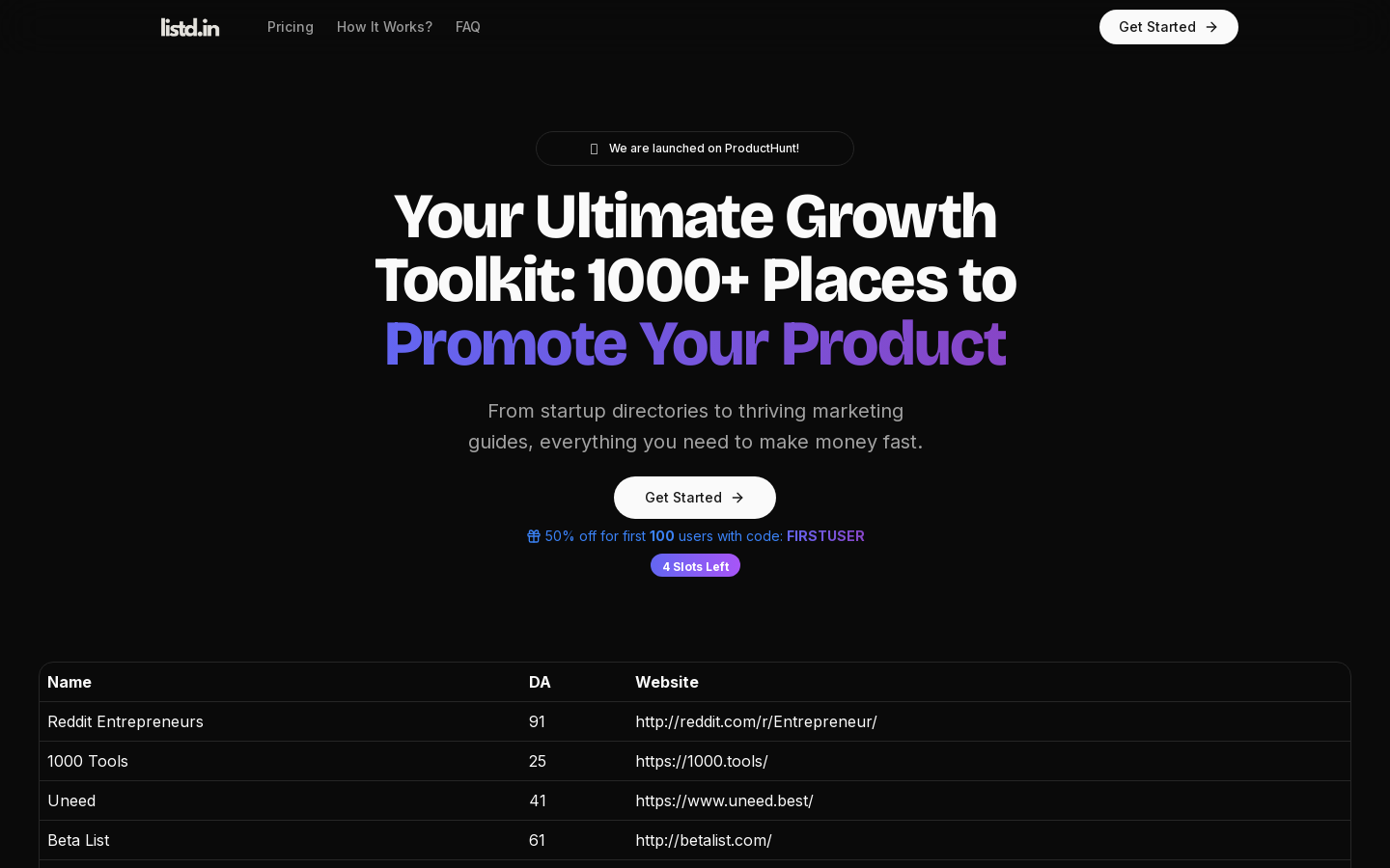 Listd.in Growth Toolkit