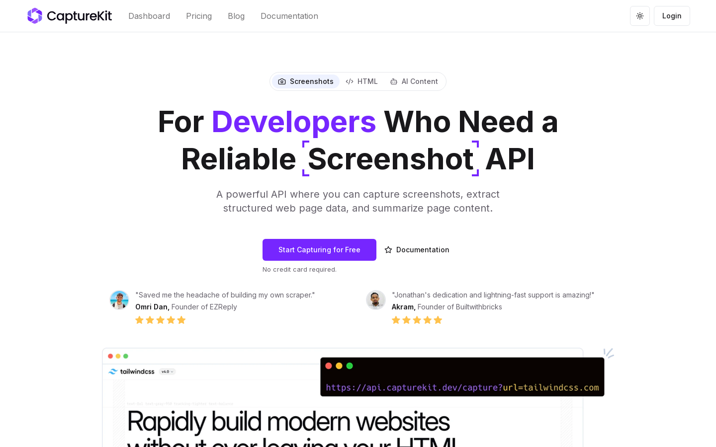 ウェブサイトスクリーンショットAPI