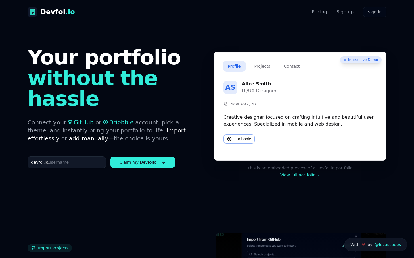 Devfol.io 个人作品集生成器