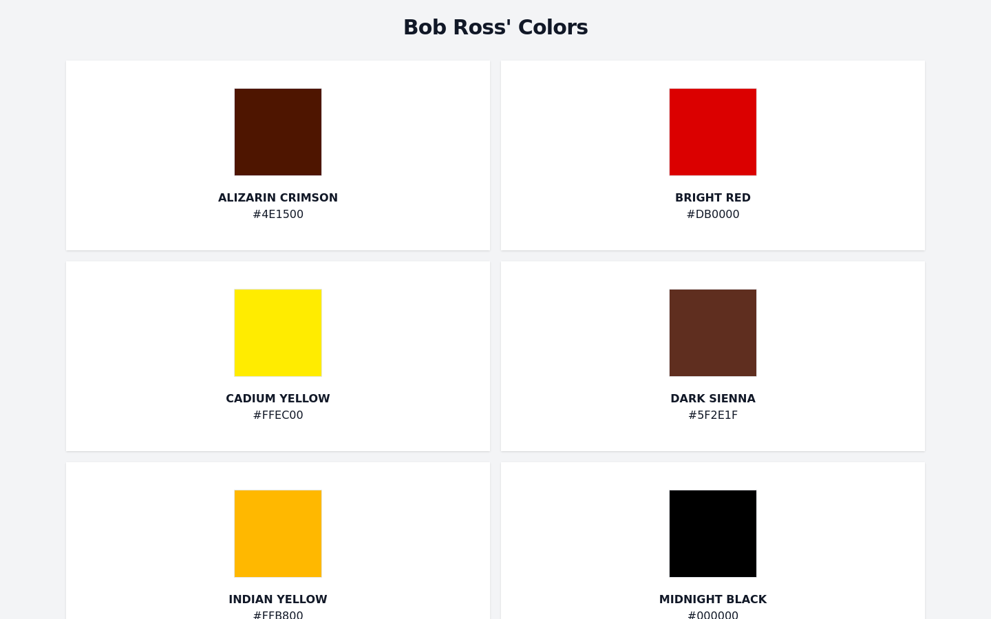 Bob Ross Colors in CSS