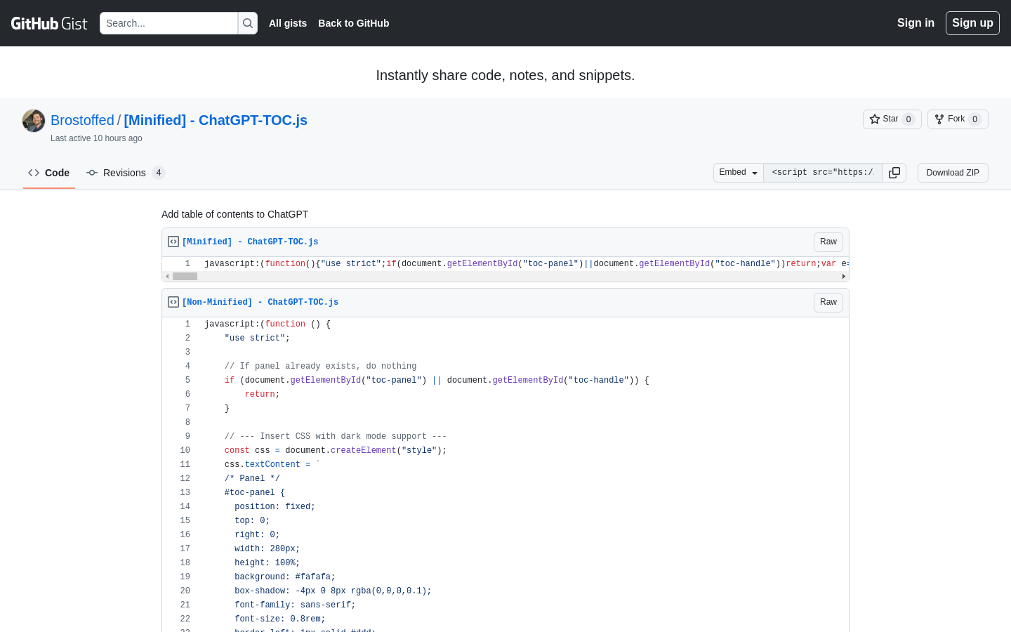 TOC for ChatGPT