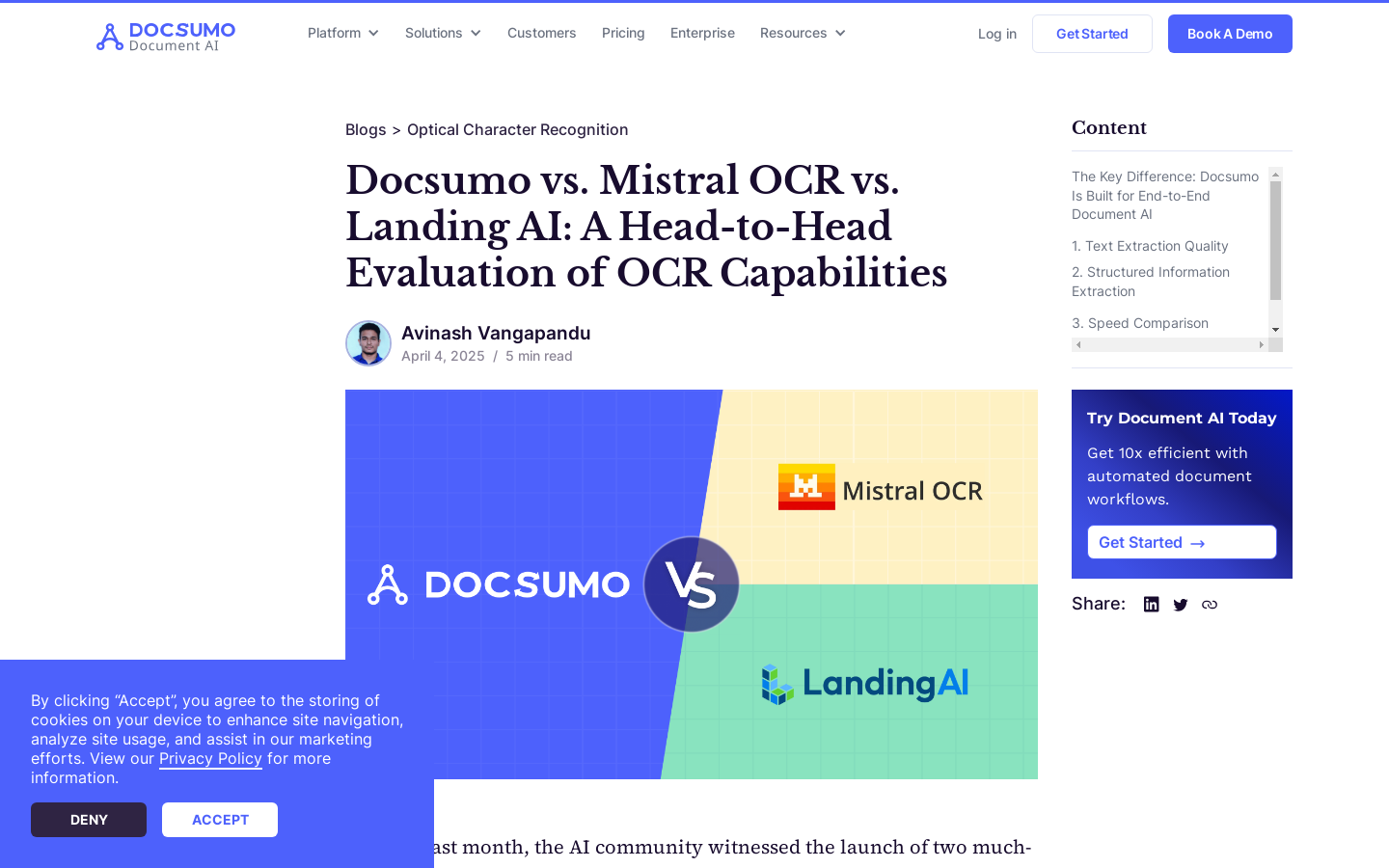 Docsumo OCR ベンチマークレポート