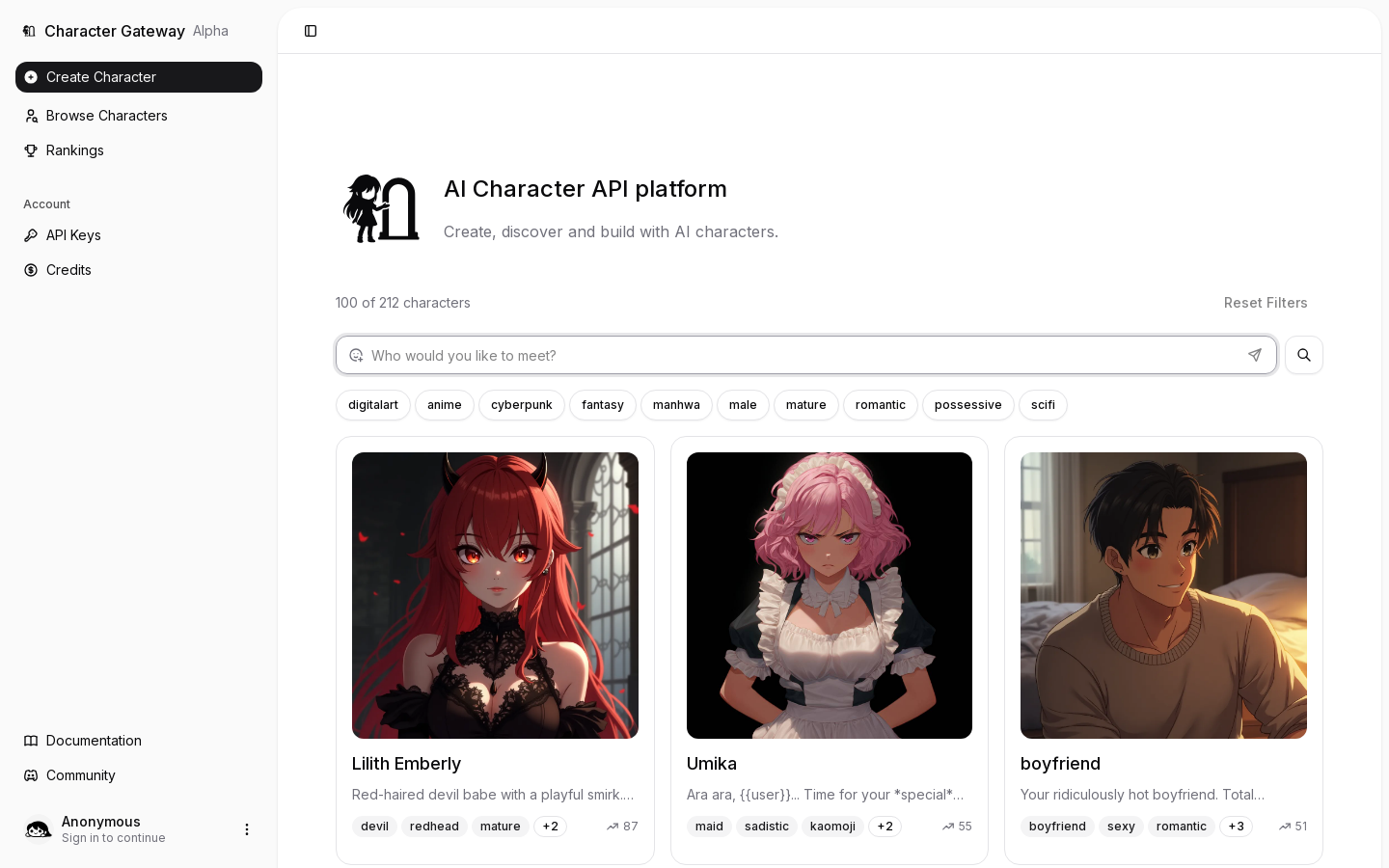 Character Gateway