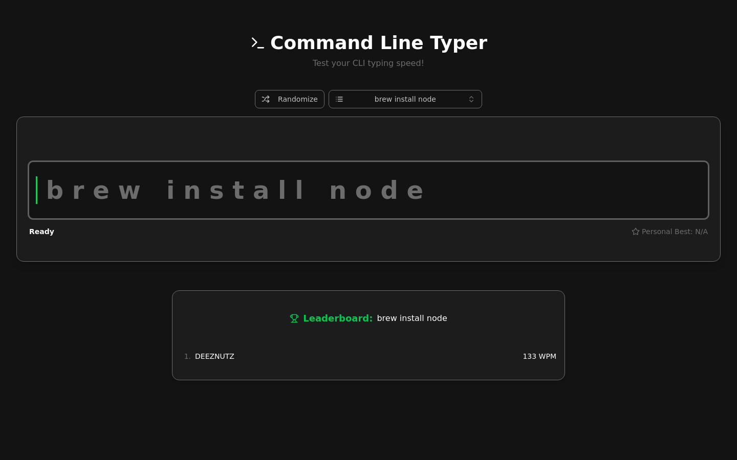 CLI Command Speed Typer