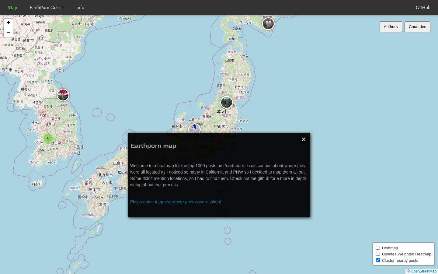 r/Earthporn ヒートマップとGeoGuessr