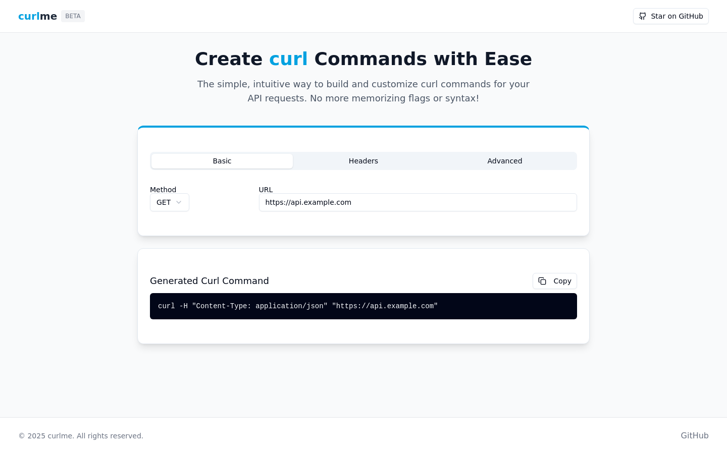 Curl Command Generator
