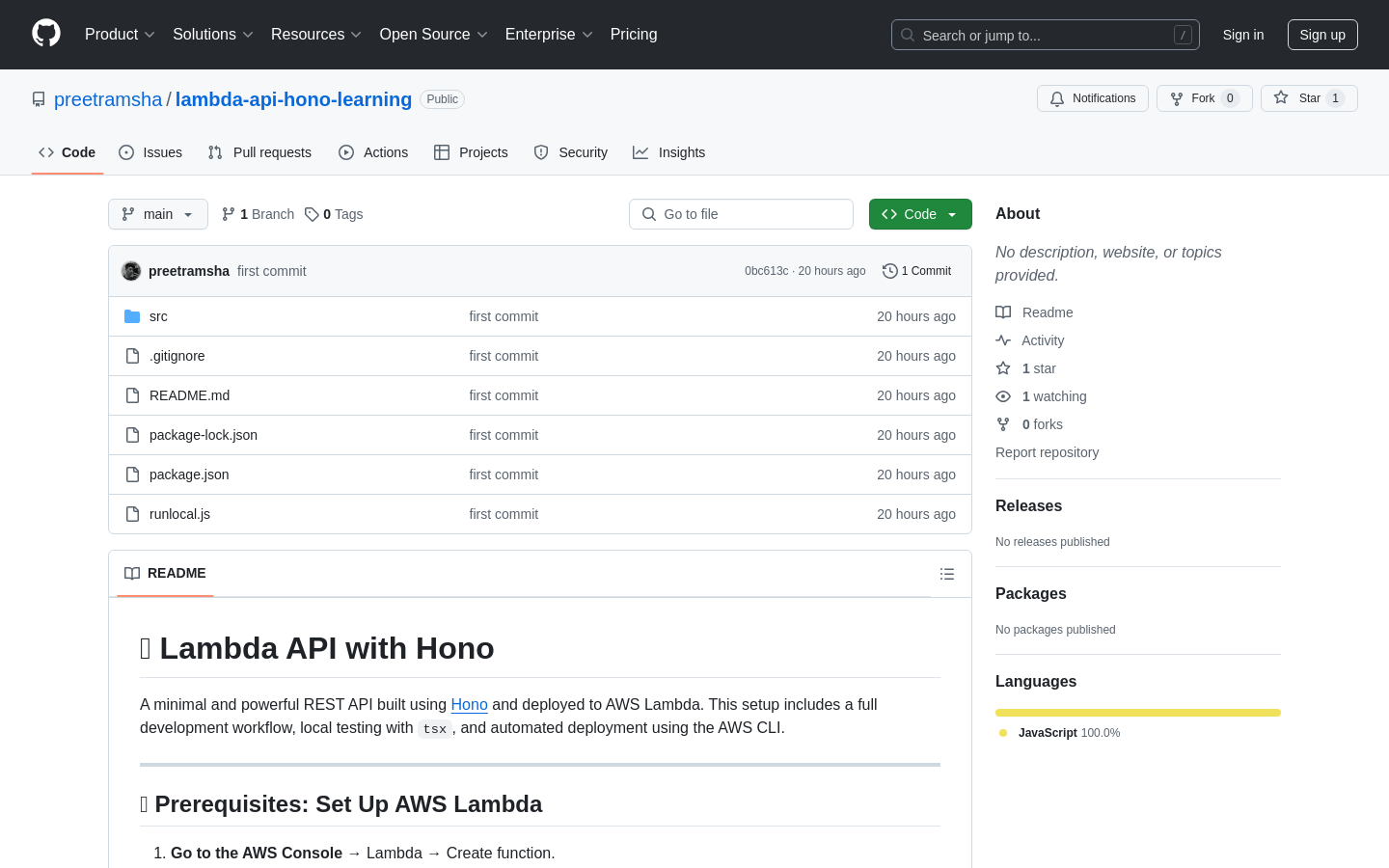 HonoJS Lambda API テンプレート