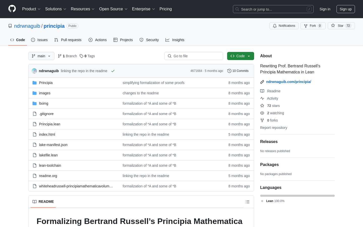 LeanによるPrincipia Mathematicaの形式化