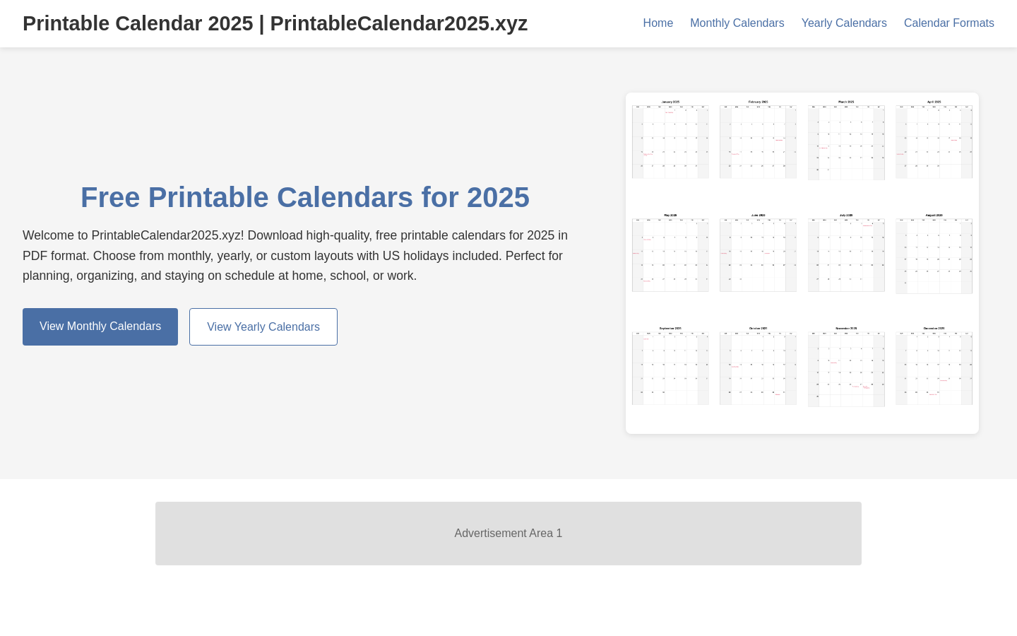 2025 可打印日历生成器