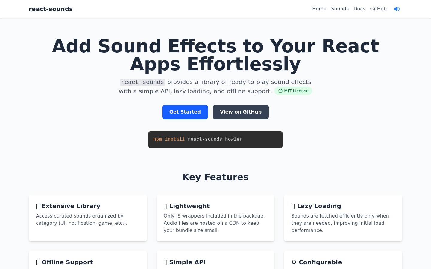 React Sound Effects Library