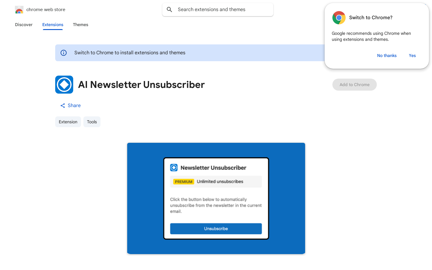 AI アンサブスクライバー for Outlook