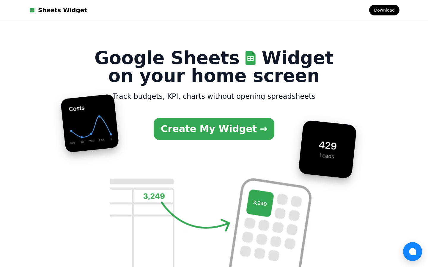Google Sheets ホームスクリーンウィジェット