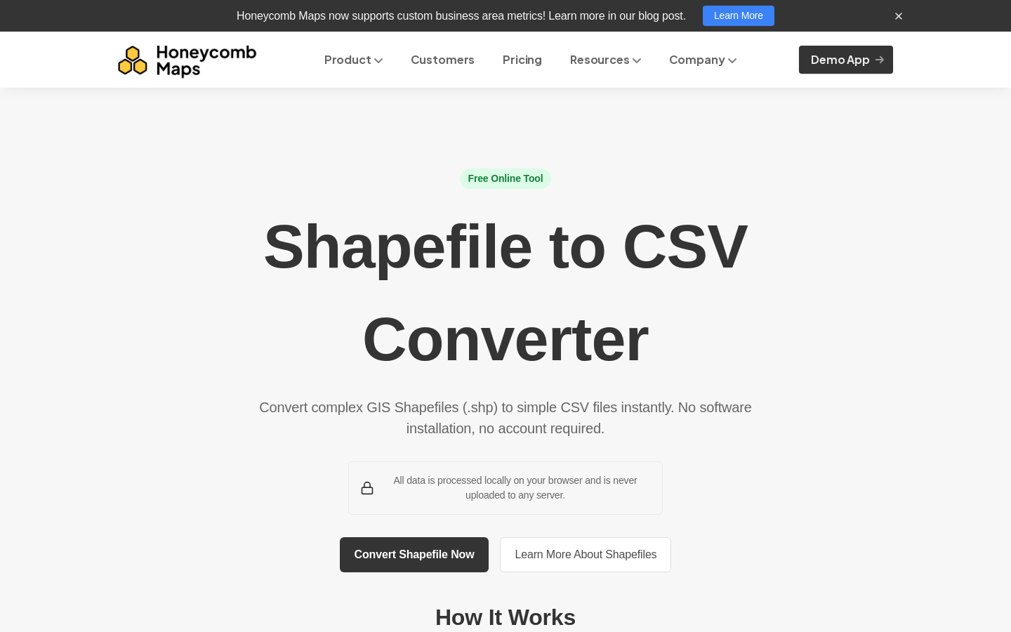 ブラウザ内 Shapefile to CSV コンバーター