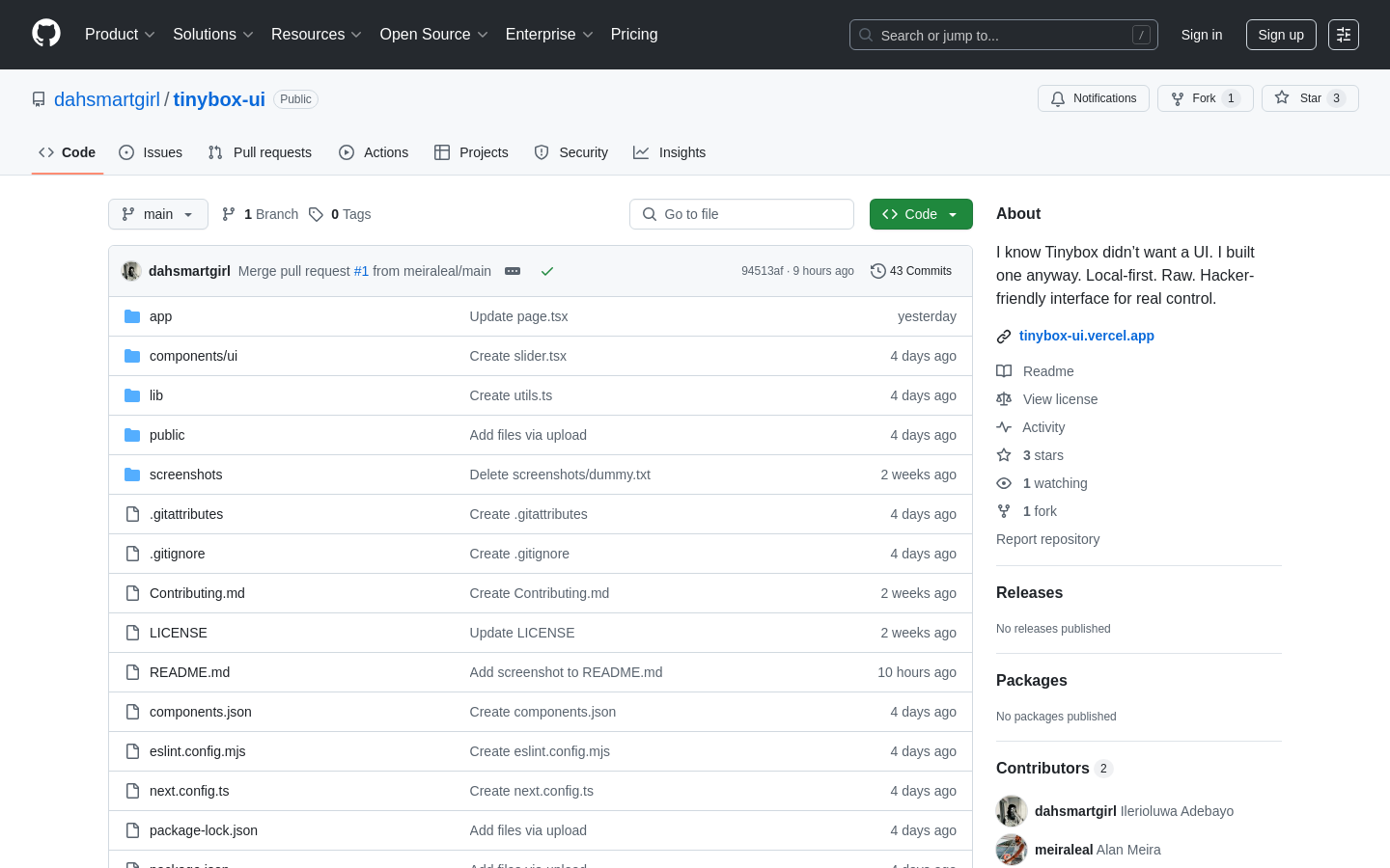 Tinybox UI