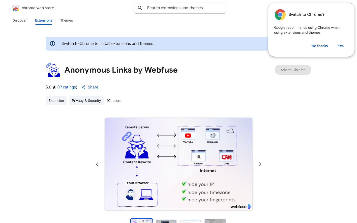 Anonymous Links Chrome Extension