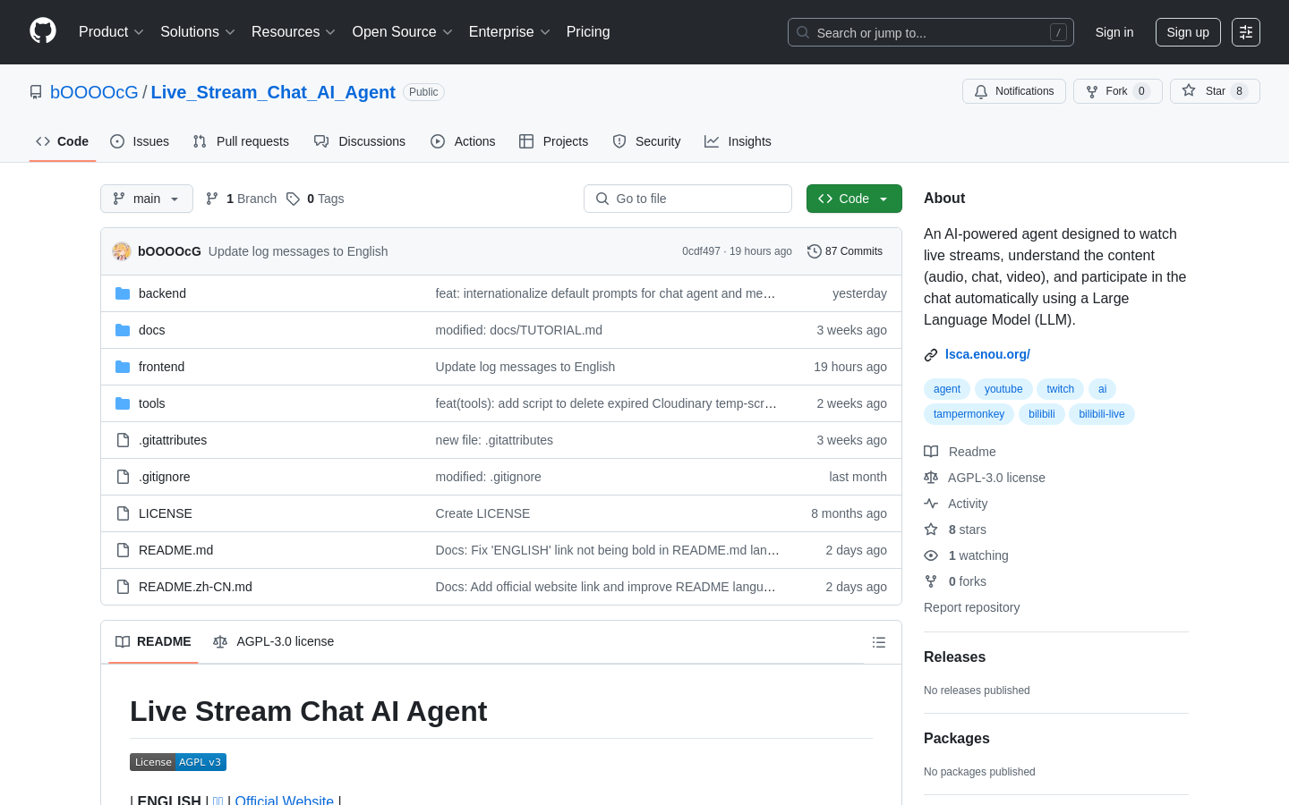 Live Stream Chat AI Agent