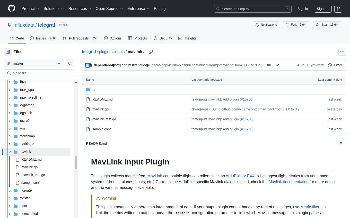 MavLink Input Plugin for Telegraf