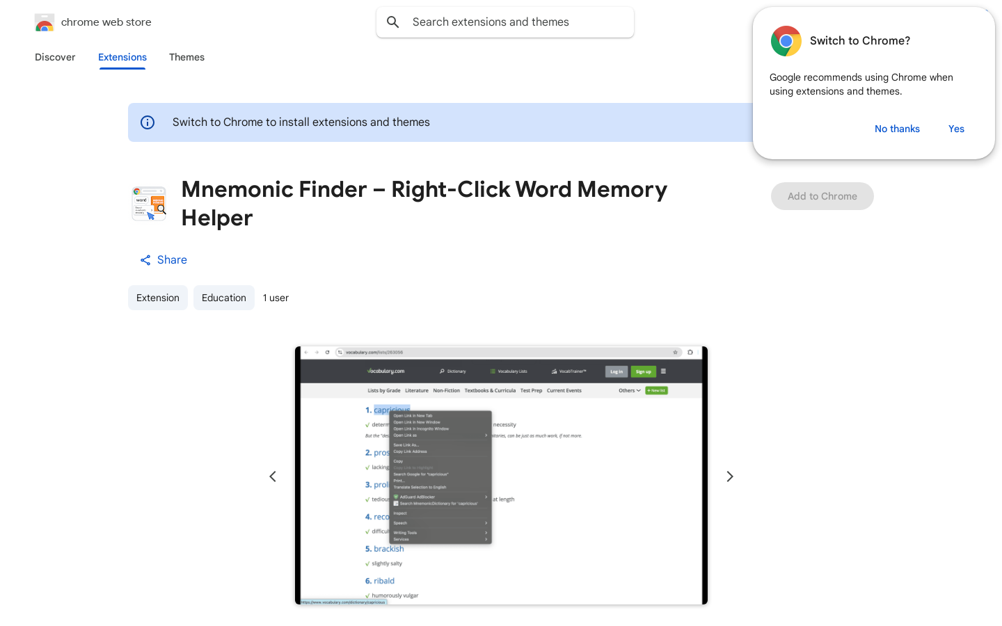 Mnemonic Finder Extension