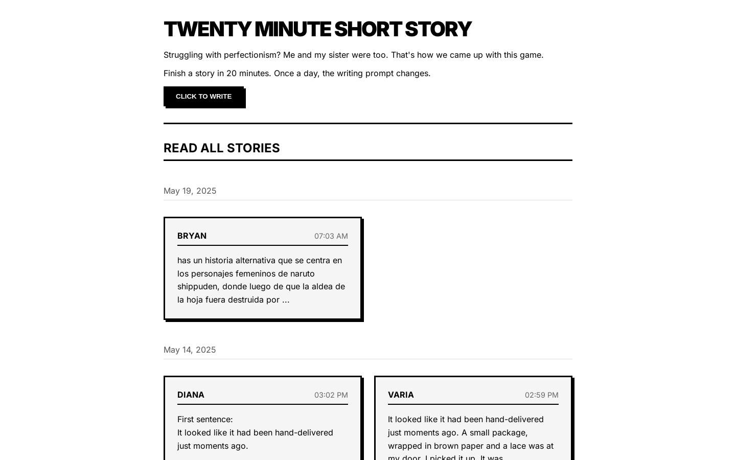 Twenty Minute Short Story