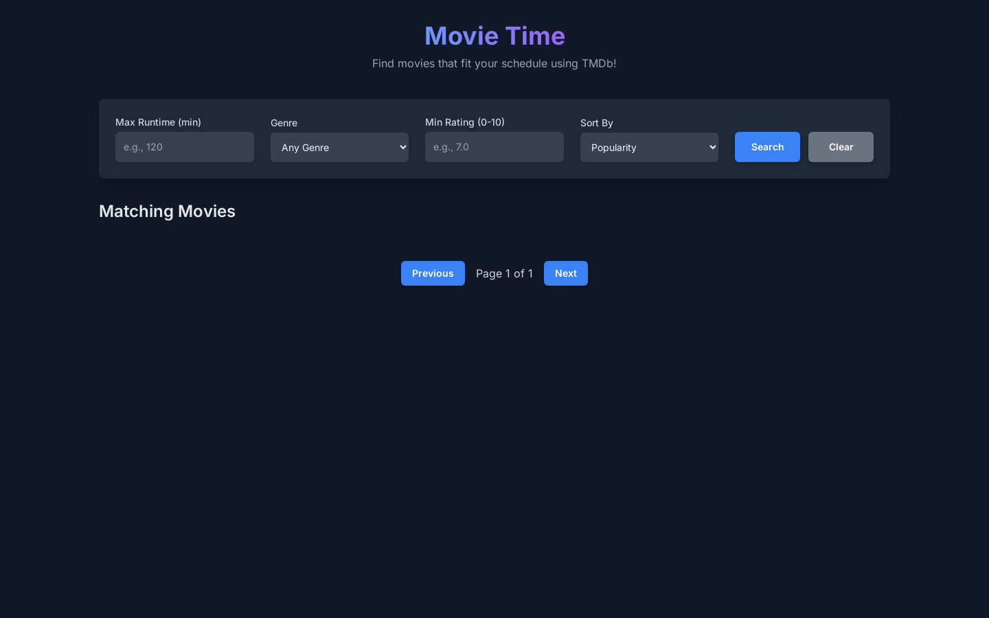 Time-Conscious Movie Finder