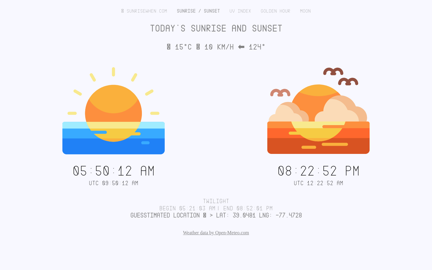 Sunrise & Sunset Times