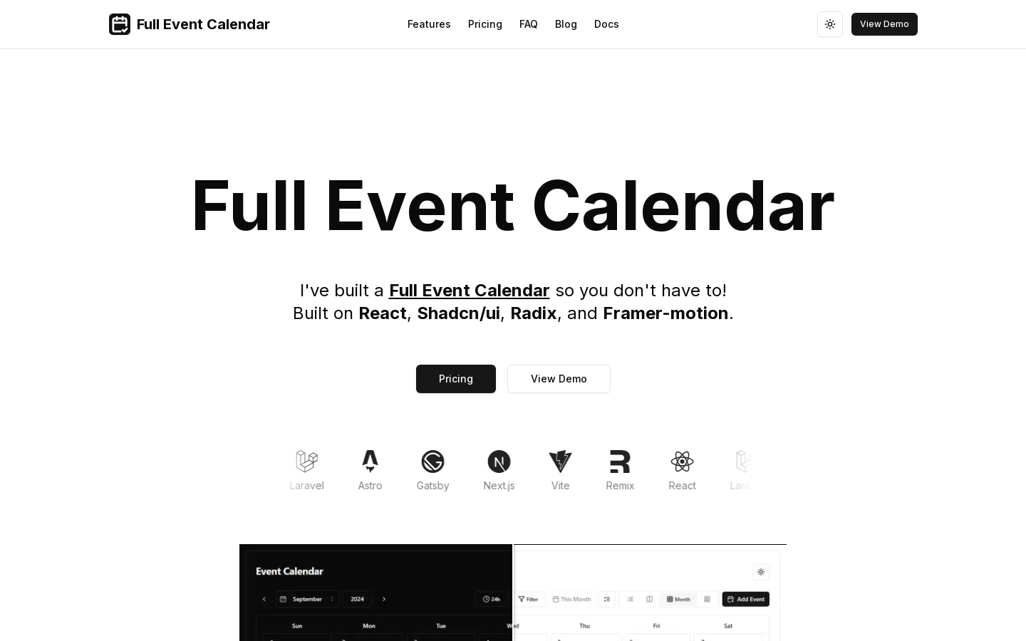 Full Event Calendar