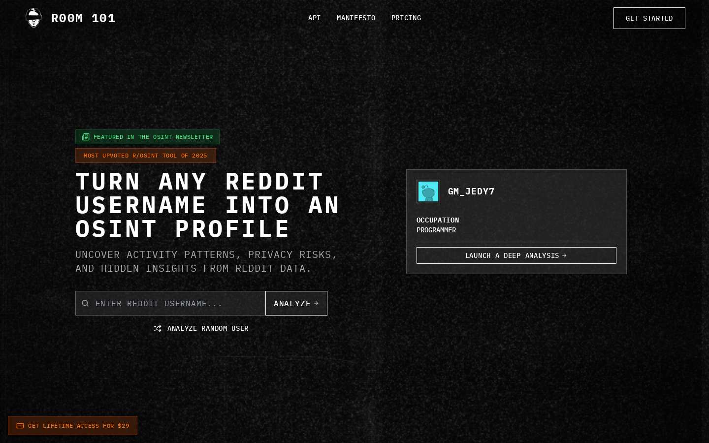 R00M 101 Reddit 用户分析 API