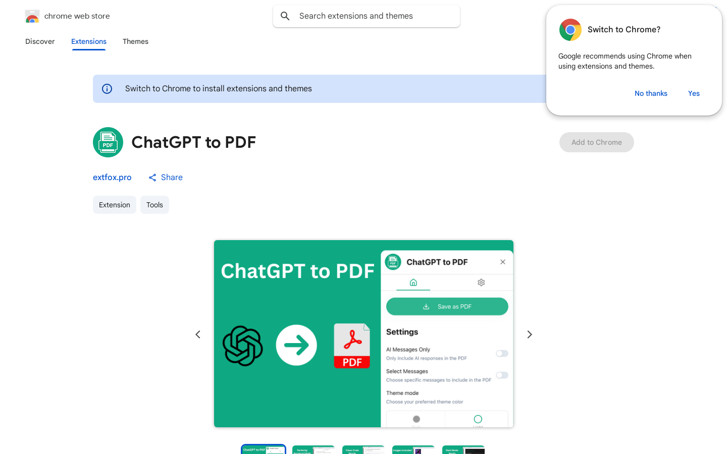 ChatGPT to PDF エクステンション