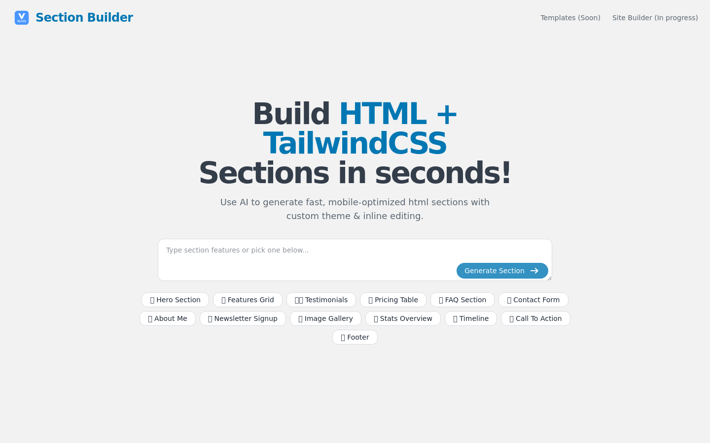 Tailwind Section AI