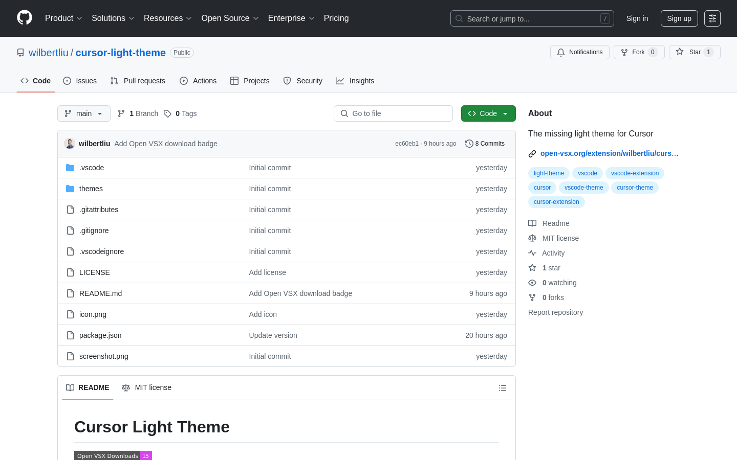 Cursor Light Theme