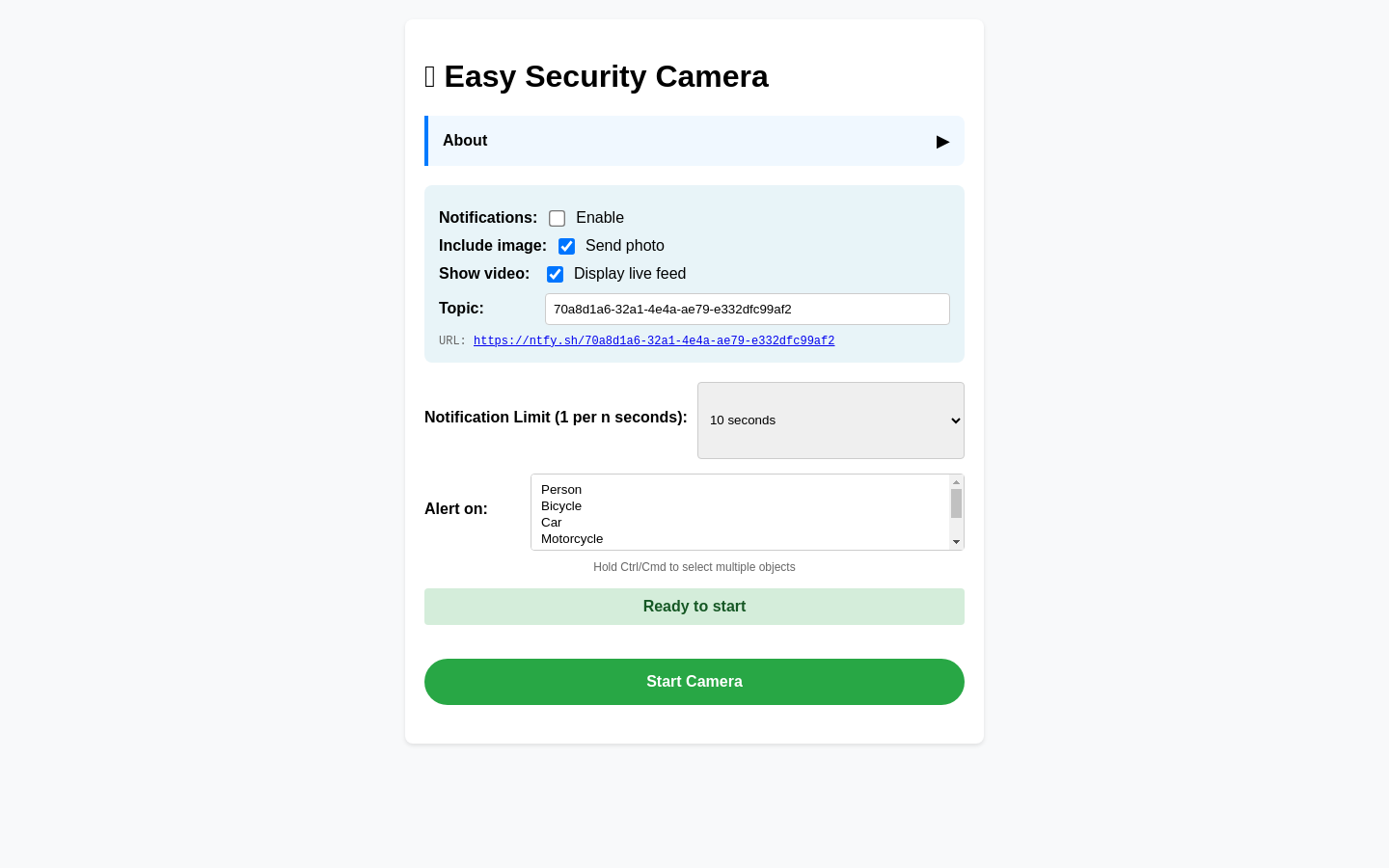 Browser-Based Security Camera System