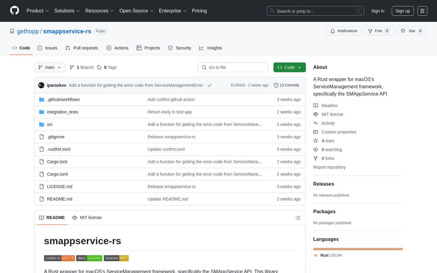 SMAppService Rust Crate