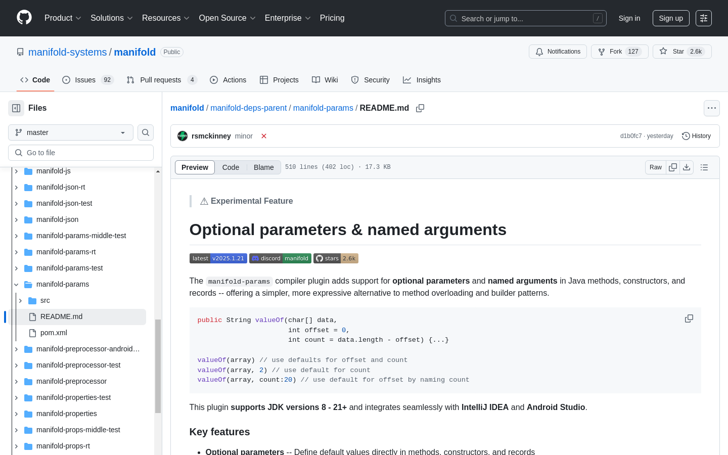 Manifold Params