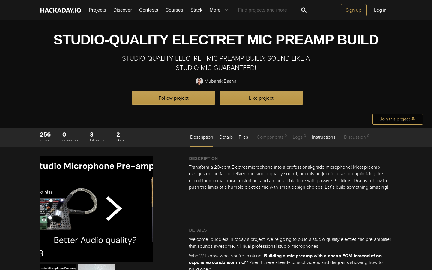 Open-Source Electret Microphone Preamp