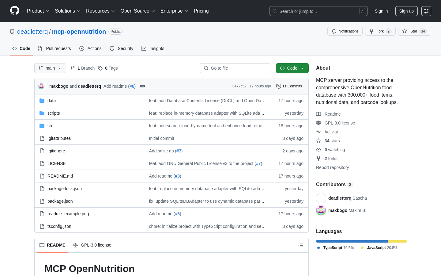 OpenNutrition MCP Server