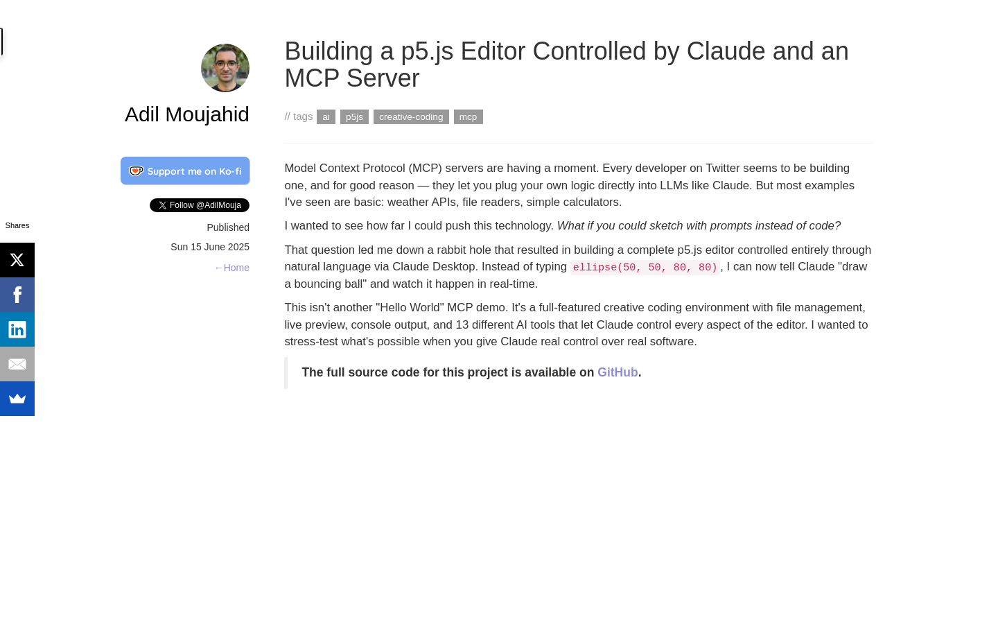 Claude Desktop 連携 P5.js エディター
