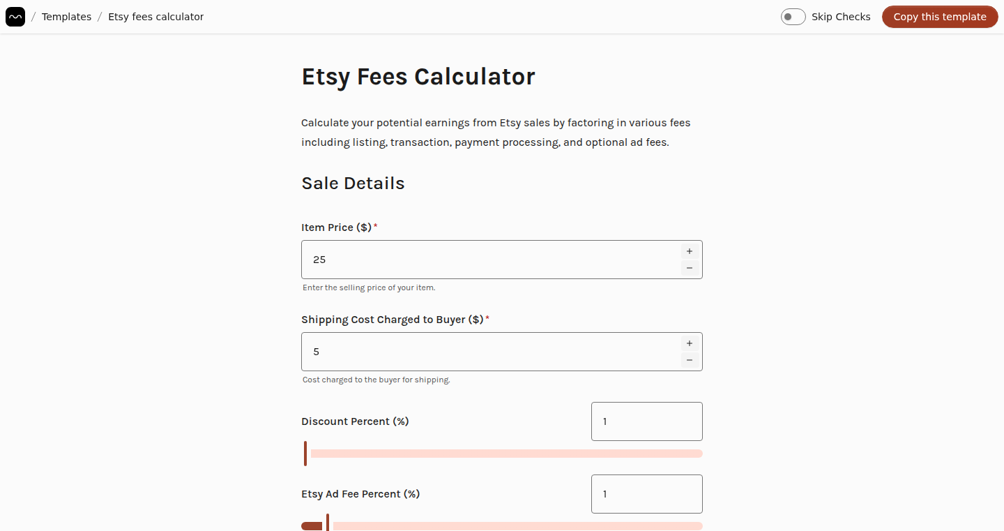Etsy 料金計算ツール