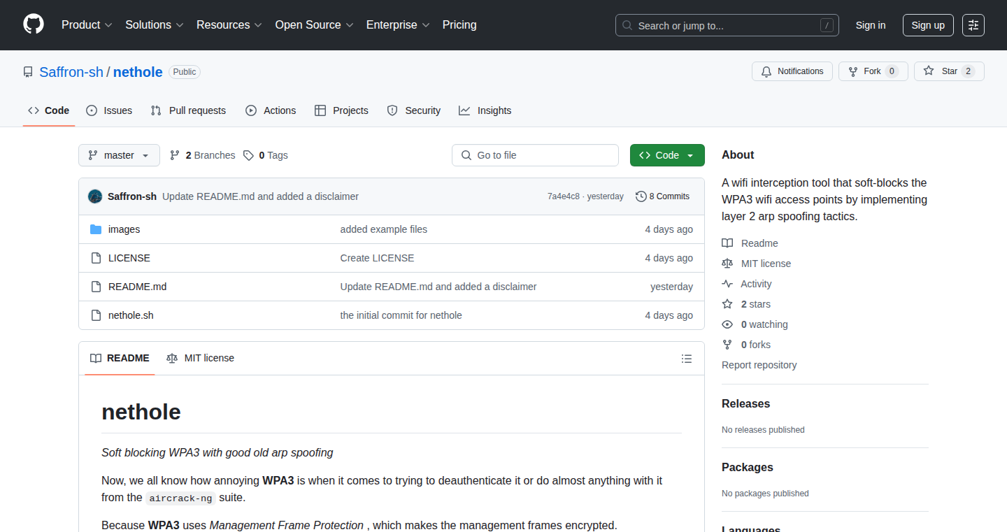 Nethole: ARPスプーフィングによるWPA3接続のソフトブロック