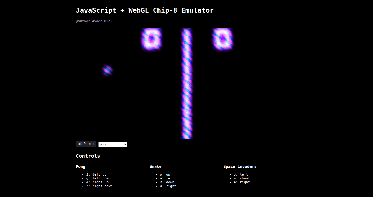 ピュアJavaScript+WebGL Chip-8エミュレーター(ポンゲーム付き)