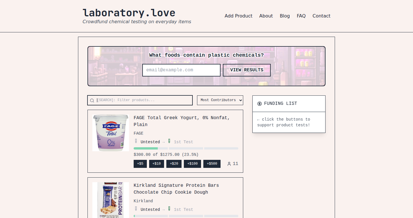 Laboratory.love：众筹食品塑料化学物质检测平台