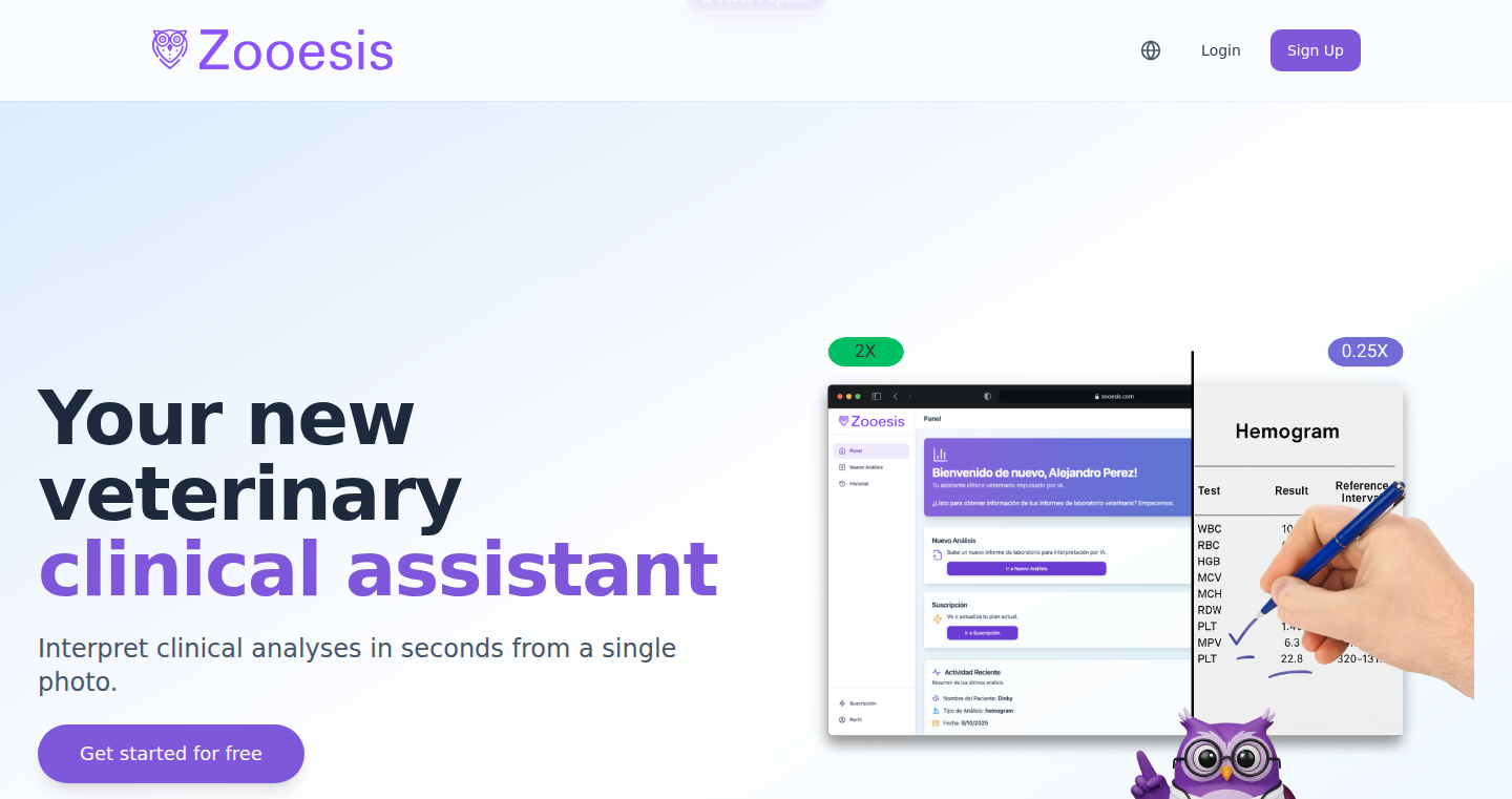 Zooesis: AI驱动的兽医实验室测试即时分析工具